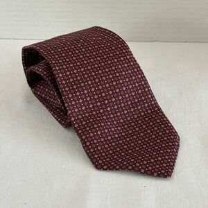 Adolfo Couture Men's Silk Necktie Burgundy Geometric Pattern Formal